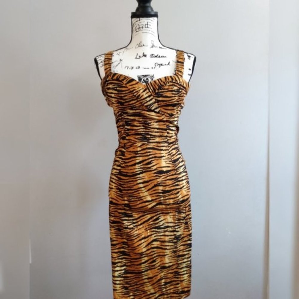 Deadly Dames Zebra Vamp Print Sleeveless Dress